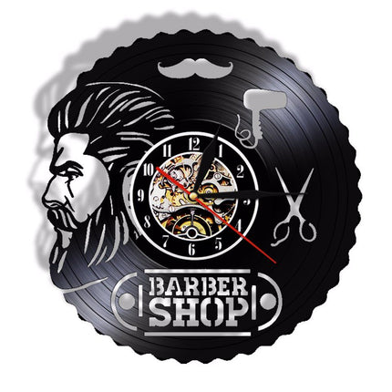 Barber Shop Schallplattenuhr für Friseursalon Deko