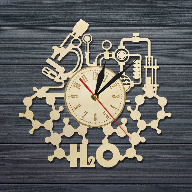 Wanduhr Holz Wissenschaft Chemie Design