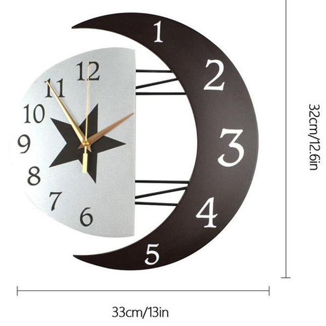 Wanduhr Halbmond Design mit Stern