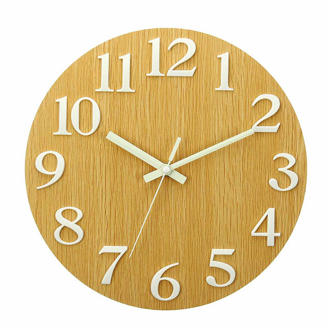 Wanduhr Holz nachleuchtend ohne Ticken