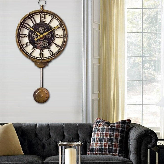 Retro Pendeluhr mit Zahnrädern Steampunk