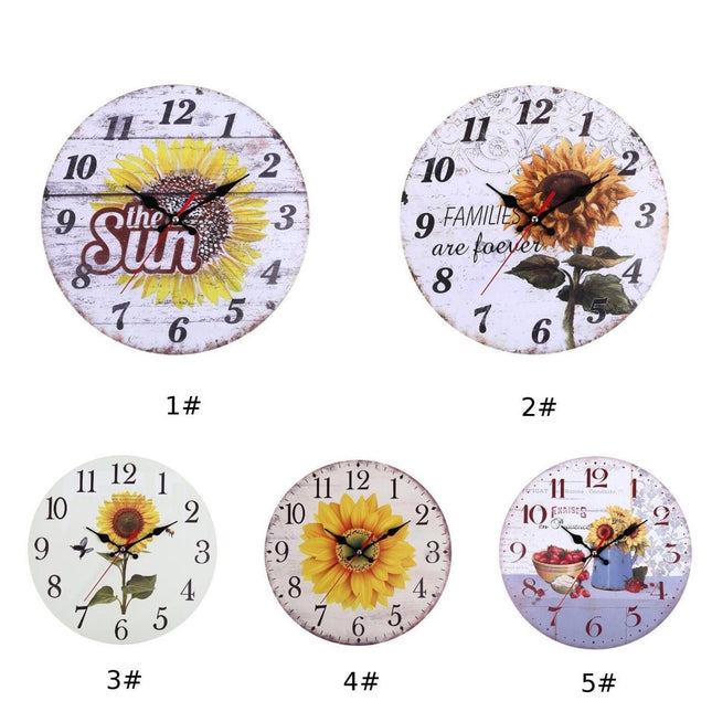 Wanduhr im Vintage-Stil mit Sonnenblume