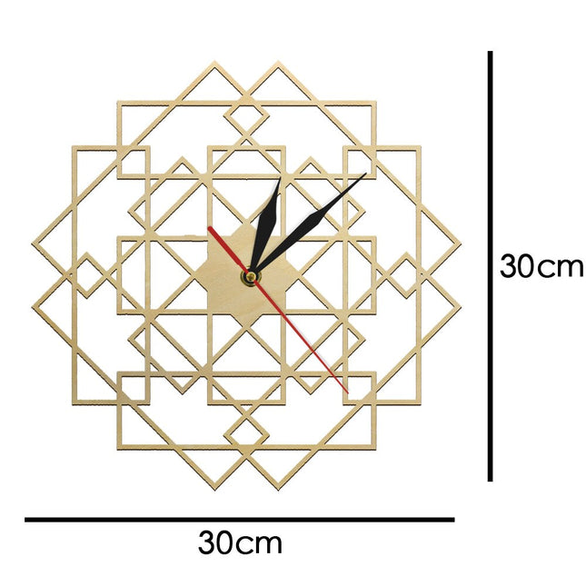 Geometrische Wanduhr Holz Mandala Design