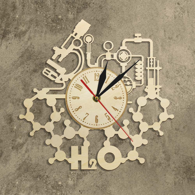 Wanduhr Holz Wissenschaft Chemie Design
