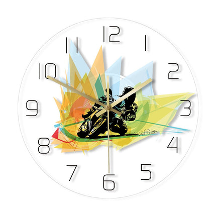 Wanduhr mit Rennmotorrad Motiv abstrakt