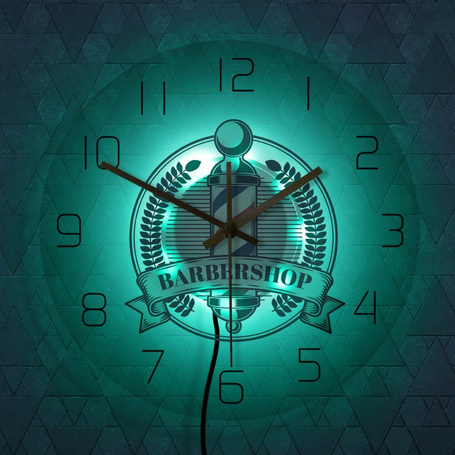 Runde LED-Wanduhr für Barber Shop