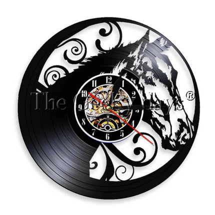 Antike Schallplattenuhr mit Pferde-Design