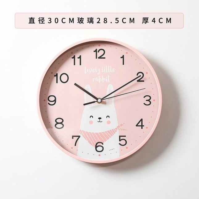 Süße Kinder Wanduhr mit Hasenmotiv