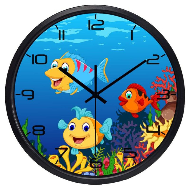 Bunte Kinder Wanduhr mit Fischen