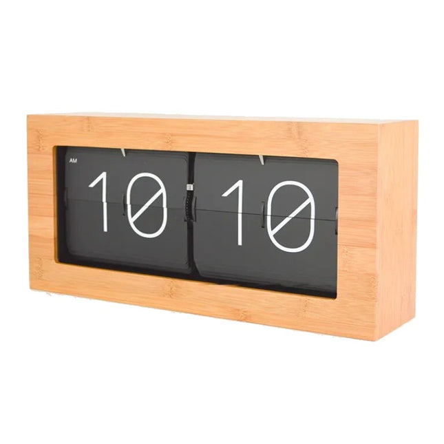 Retro Flip Uhr im Holzgehäuse