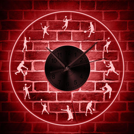 Badminton Spieler Wanduhr mit LED-Licht