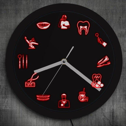 Zahnarzt Praxis Wanduhr mit LED-Beleuchtung