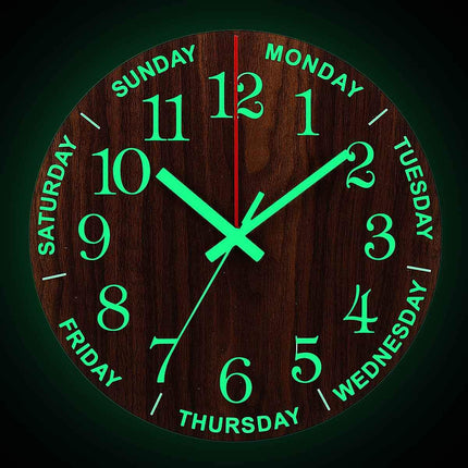 Leuchtende Wochentage Uhr aus Holz