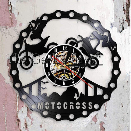 Motorrad Schallplattenuhr im Ketten-Design