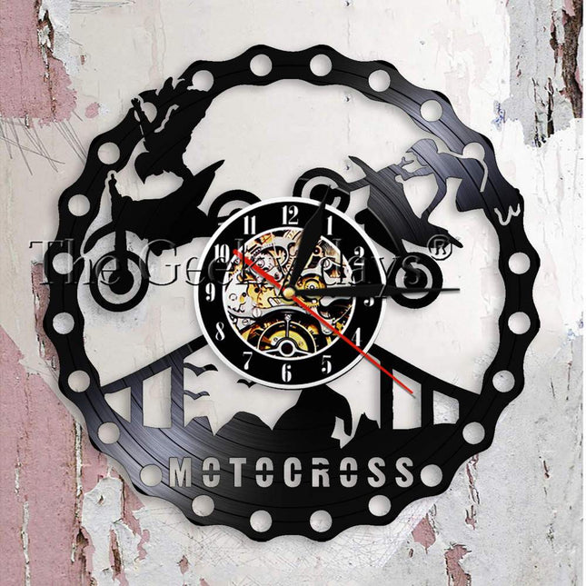 Motorrad Schallplattenuhr im Ketten-Design