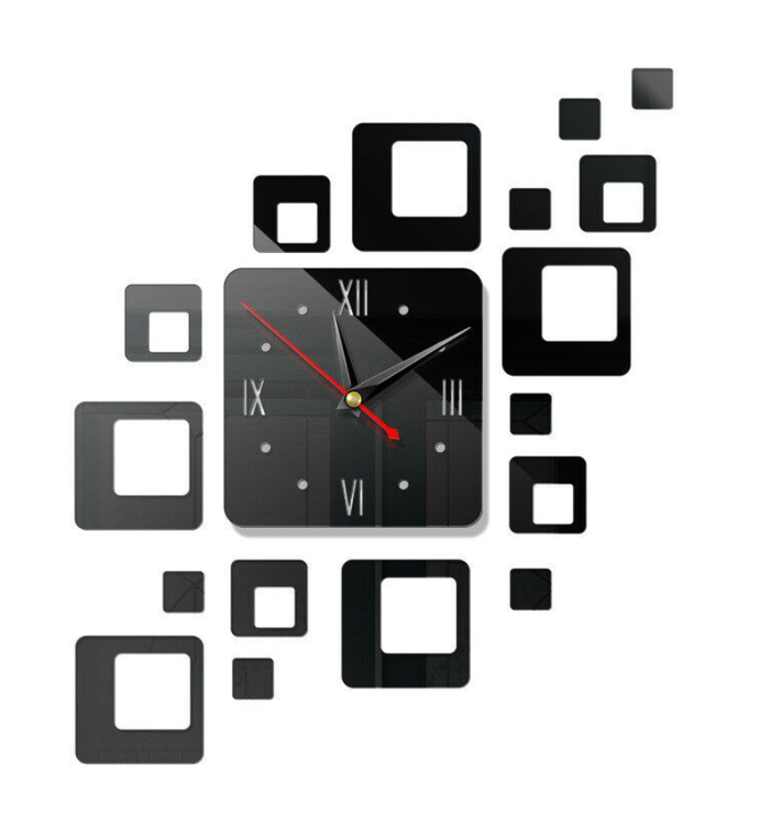 Quadratische Design Wanduhr mit Spiegeldekor