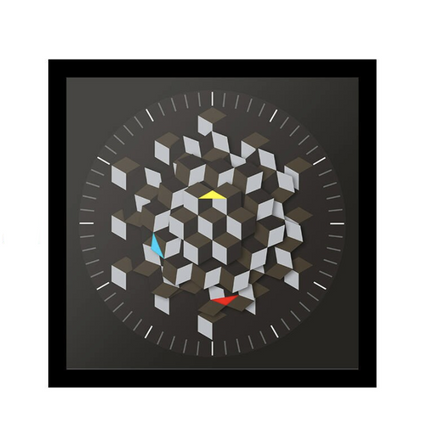 Quadratische Wanduhr mit 3D-Würfel-Effekt
