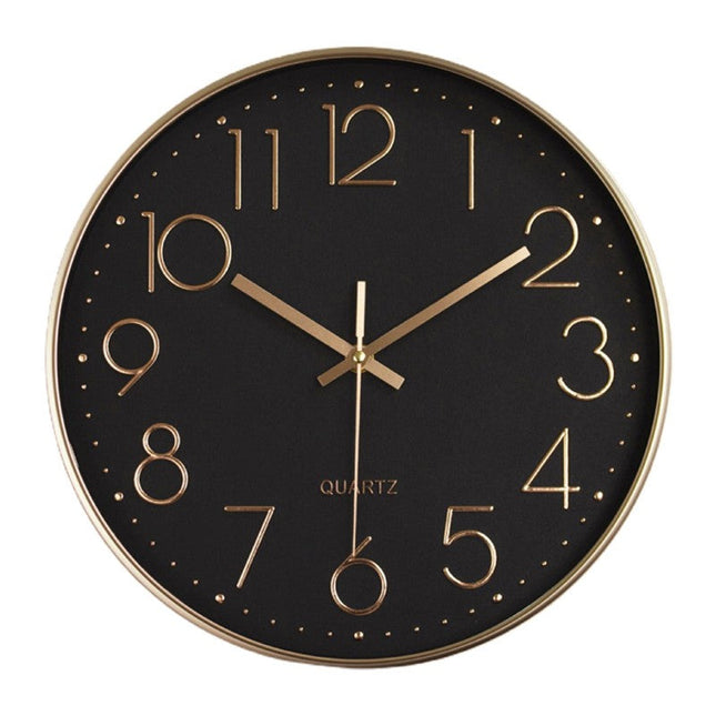Moderne Wanduhr schwarz gold ohne Tickgeräusche