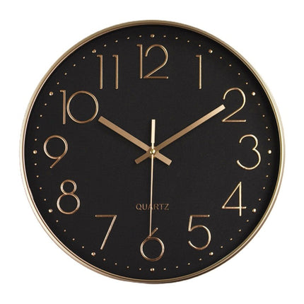 Moderne Wanduhr schwarz gold ohne Tickgeräusche