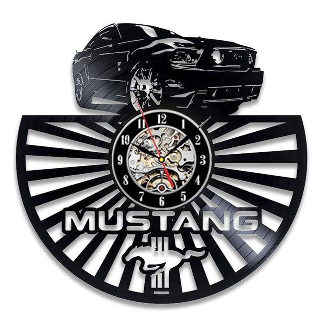 Mustang Auto Schallplattenuhr für Autofans Geschenk