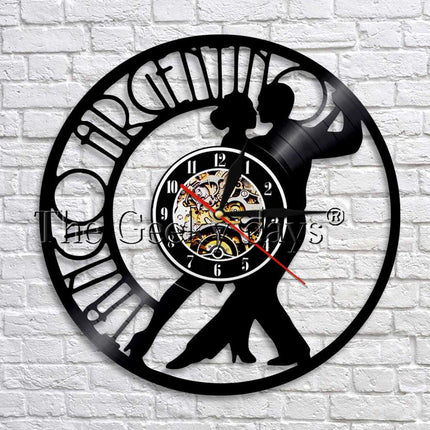 Schallplattenuhr mit Tango Tänzer Motiv