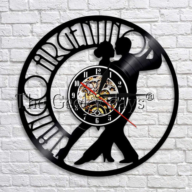 Schallplattenuhr mit Tango Tänzer Motiv