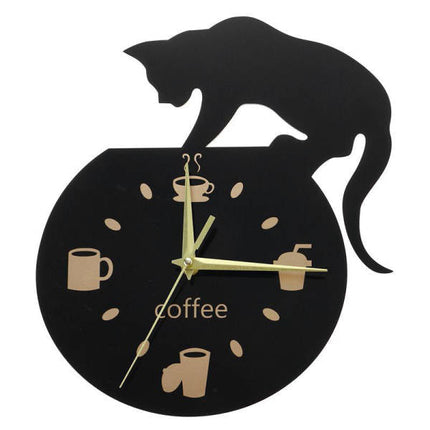Wanduhr Küche Katze und Kaffee