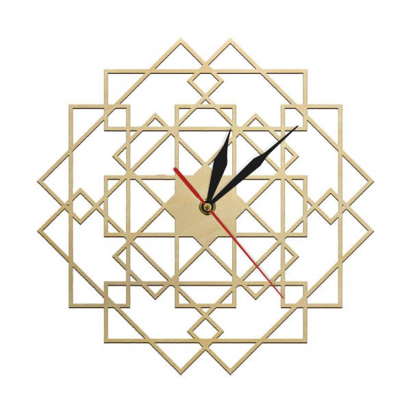 Geometrische Wanduhr Holz Mandala Design