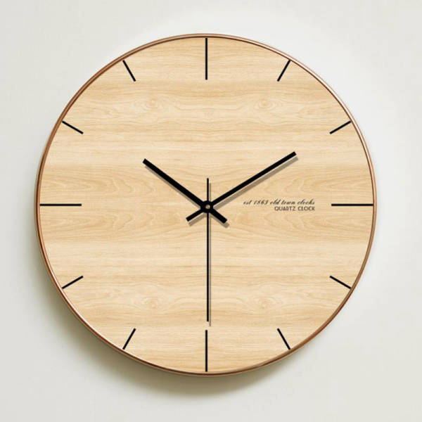 Minimalistische Wanduhr Holz für Wohnzimmer