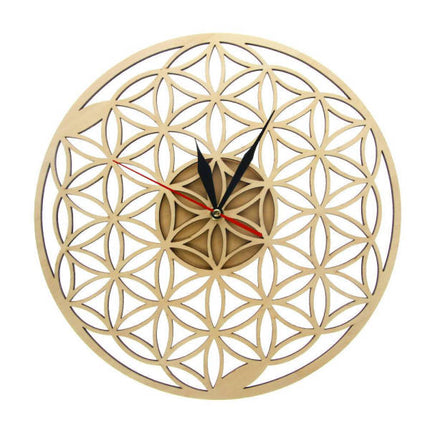 Wanduhr Blume des Lebens aus Holz