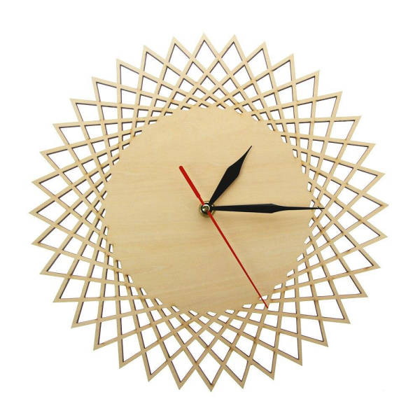 Wanduhr Holz Rosette geometrisches Design