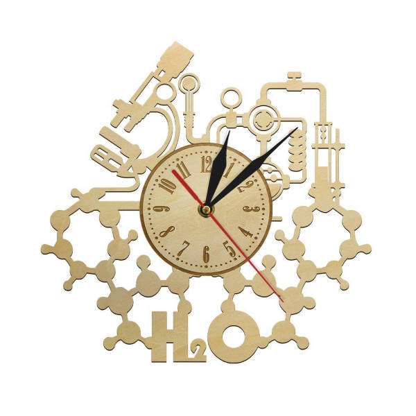 Wanduhr Holz Wissenschaft Chemie Design