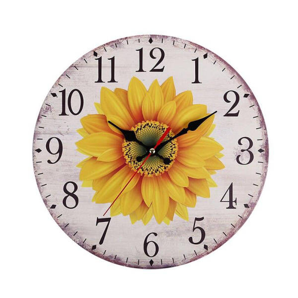 Wanduhr im Vintage-Stil mit Sonnenblume
