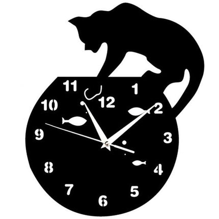 Wanduhr Katze mit Fischen Design