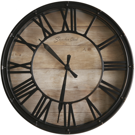 Große Wanduhr Holzoptik römische Ziffern