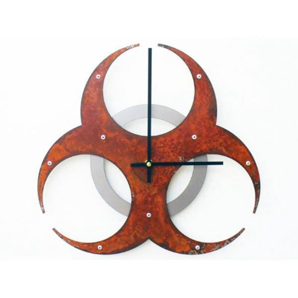 Wanduhr Biohazard Symbol aus Metall
