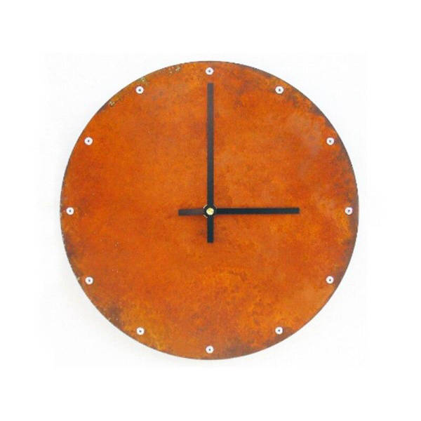 Runde Wanduhr in Edelrost Optik