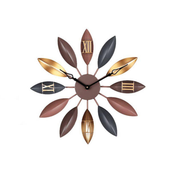 Dekorative Wanduhr in Blätterform Metall