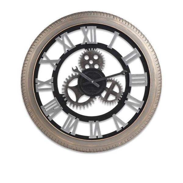 Wanduhr im Reifen-Design mit Zahnrädern
