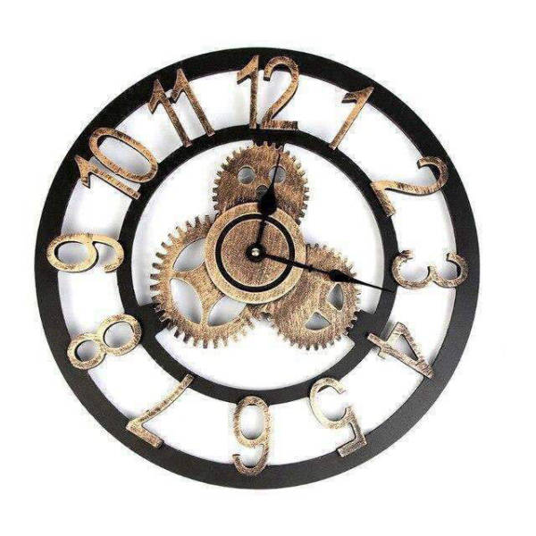 Bronze Wanduhr mit sichtbarem Uhrwerk