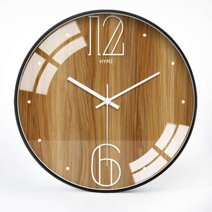 Design Wanduhr aus Glas Holzoptik