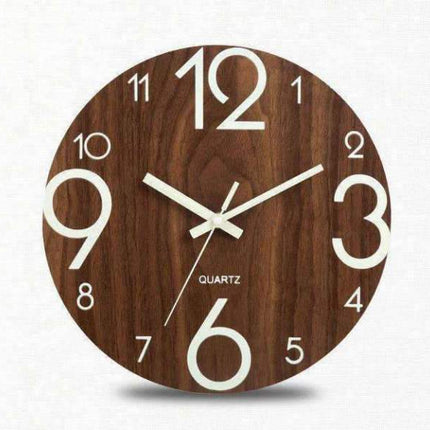 Holz Wanduhr mit nachtleuchtenden Ziffern