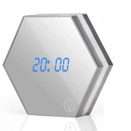 Futuristische hexagonale Spiegel Digitaluhr