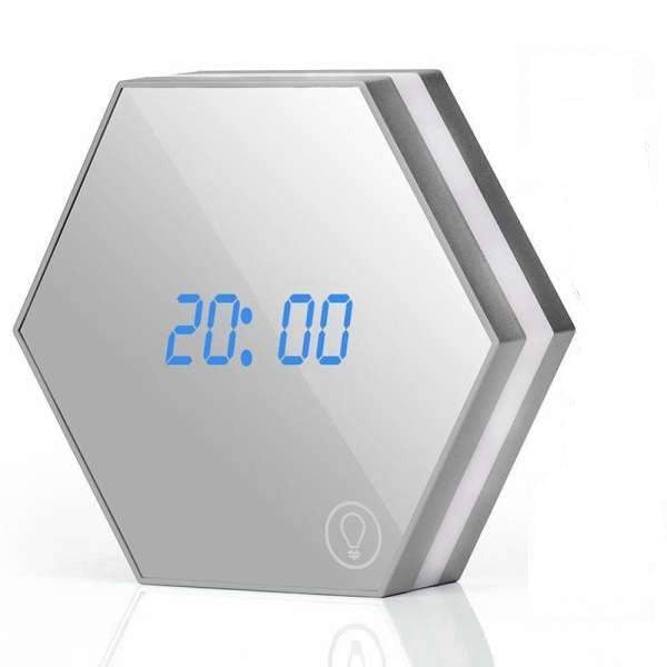 Futuristische hexagonale Spiegel Digitaluhr