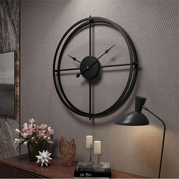 Nordische Design Wanduhr Metall schwarz