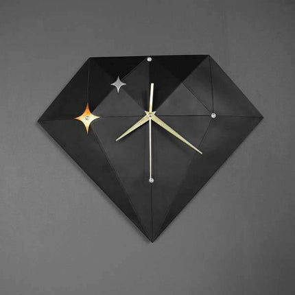 Geometrische Wanduhr in Diamantform schwarz