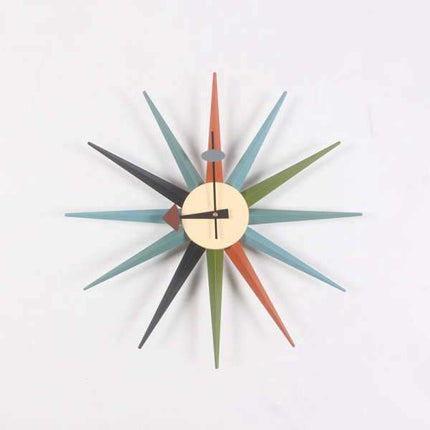 Retro Wanduhr bunt in Sternform