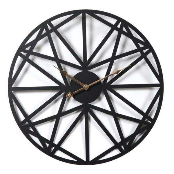 Große schmiedeeiserne Wanduhr geometrisch schwarz