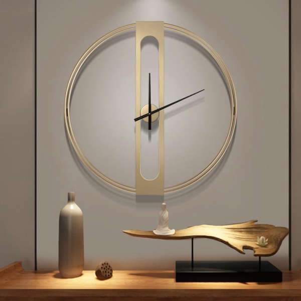 Große moderne Designer Wanduhr goldfarben