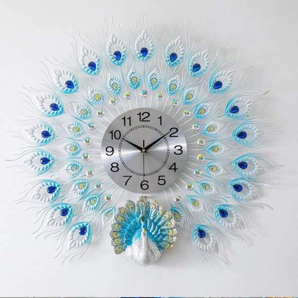 Wanduhr Pfau Design modern weiß